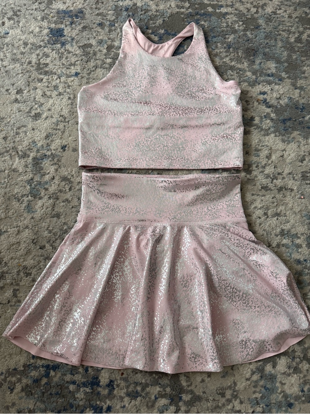 Old Navy Pink Glitter Girls Matching Tank and Skirt Set